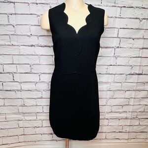 Ted Baker Women's Black Back Zip Sleeveless Scalloped Edge A-Line Dress Size 0
